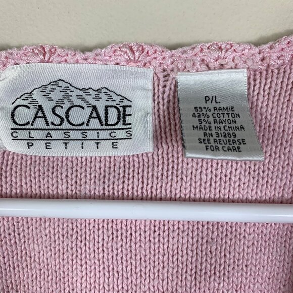 Vintage Cascade Classics Cottagecore Pastel Pink Pearl Embellished Knit Cardigan - Picture 2 of 6